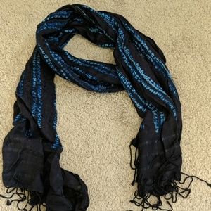 Blue tie-dye scarf